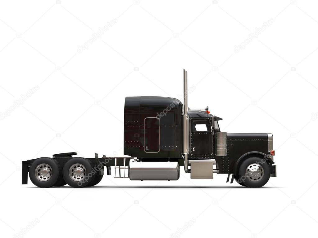 Black 18 wheeler truck - no trailer - side view