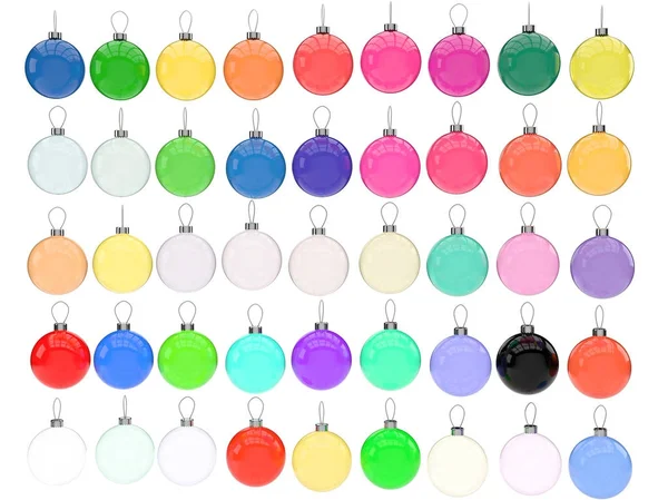 すべての色でグラスのクリスマス ボール — ストック写真