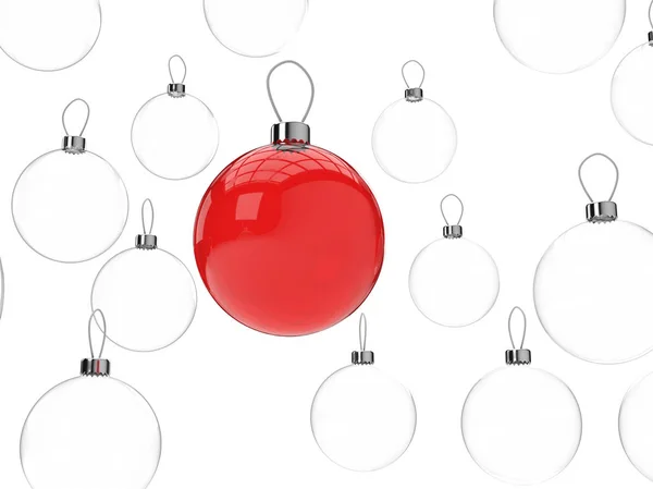 Bola Christmass Vidro Vermelho Destaca Entre Bolas Natal Vidro — Fotografia de Stock