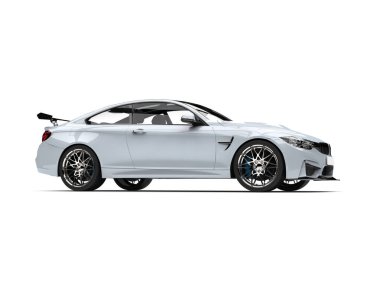 Çarpıcı beyaz modern lüks spor otomobil - düşük açılı yan vurdu