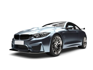 Pırıl pırıl mavi metalik modern süper spor otomobil 