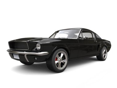 Parlak siyah Amerikalı eski model araba - güzellik vurdu