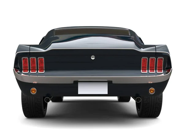 Deep Dark Blue American Vintage Muscle Car Back View — Stock Photo, Image