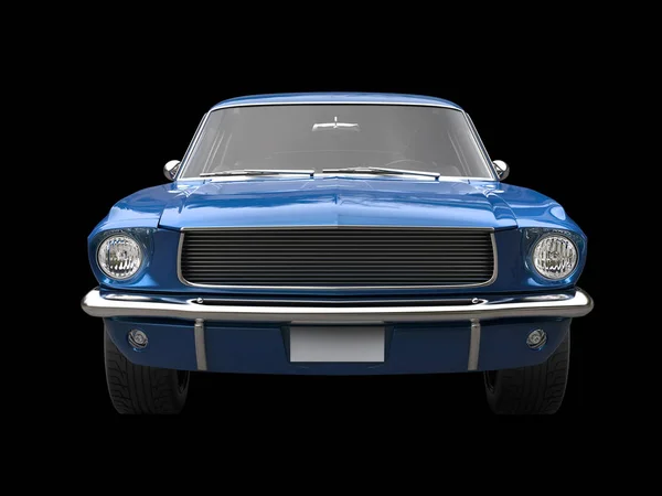 Midnight Blue Vintage Américain Muscle Car Vue Face Gros Plan — Photo