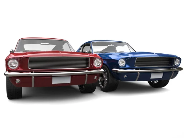 Incroyable Muscle Cars Américains Vintage Rouge Bleu — Photo