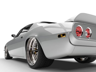 Eski model Amerikan gümüş araba - taillights portre vurdu