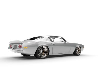 Eski model Amerikan gümüş araba - kuyruk görünümü