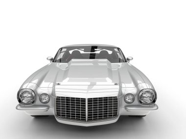 Güzel eski model Amerikan gümüş araba - Önden Görünüm portre