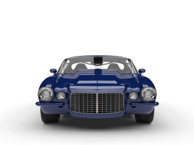 Kadmiyum mavi vintage Amerikan arabası - Önden Görünüm