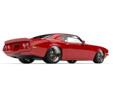 Kırmızı kırmızı klasik vintage Amerikan otomobil - dikiz güzellik vurdu