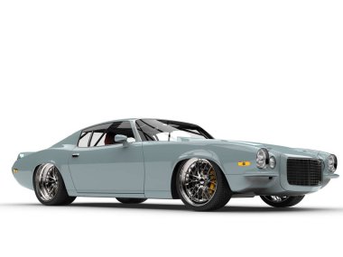 Eski mavi klasik vintage Amerikan otomobil ışık