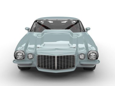 Eski mavi klasik vintage Amerikan otomobil - Önden Görünüm ışık