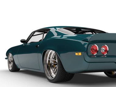 Gece yarısı yeşil klasik vintage Amerikan otomobil - arkadan görünüm ateş kes.