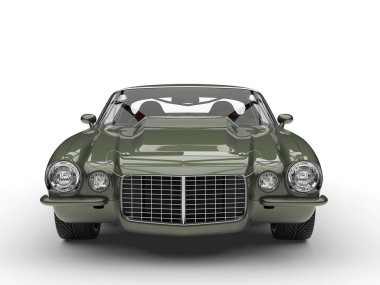 Metalik orman yeşil eski model Amerikan araba - Önden Görünüm