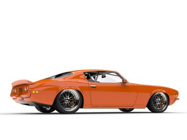 Mango turuncu vintage Amerikan arabası - arka yan görünüm