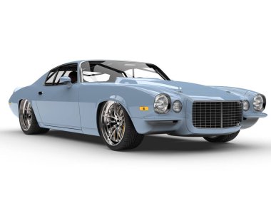 Açık gök mavisi vintage Amerikan arabası