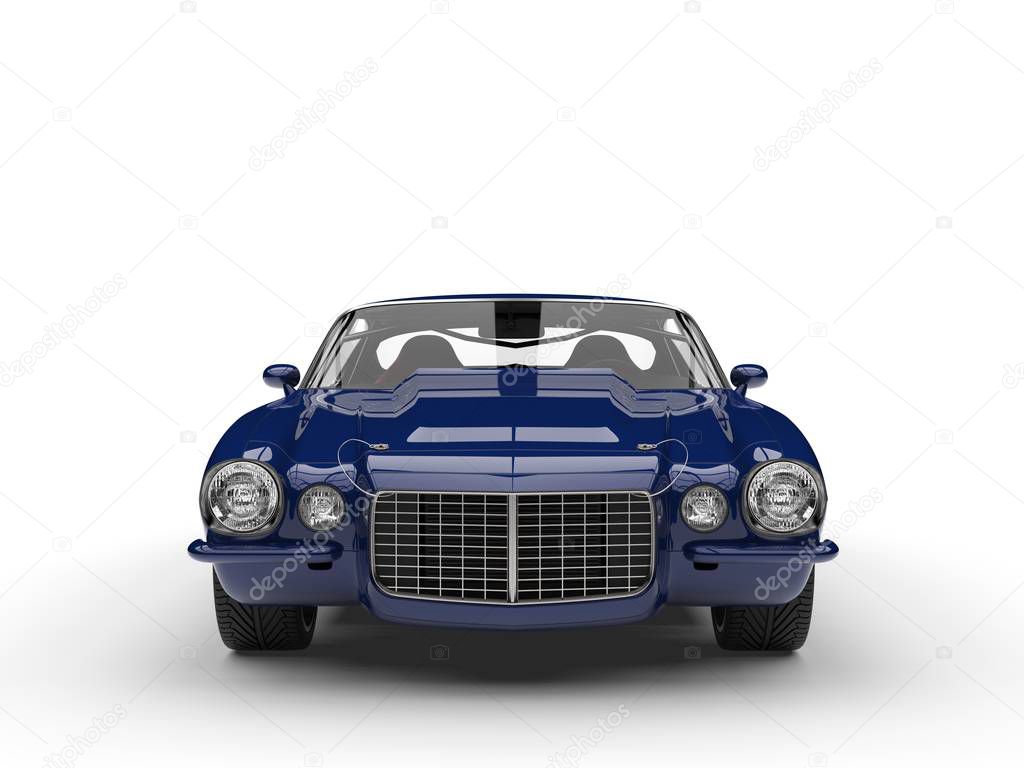 Cadmium blue vintage American car - front view