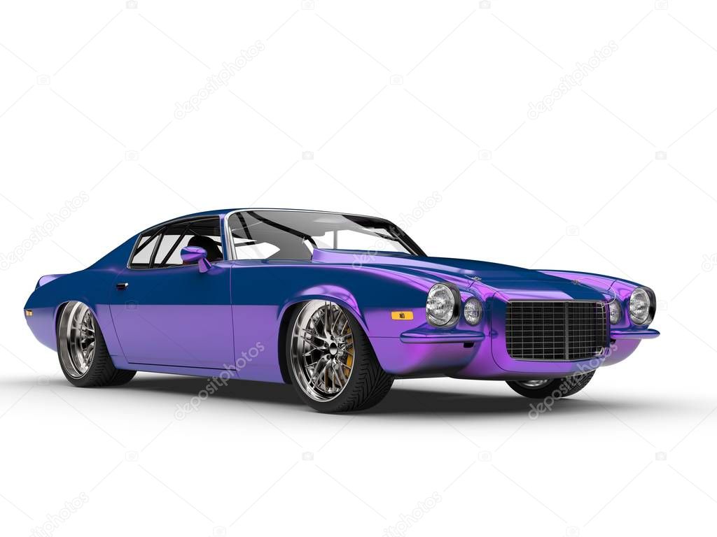 Shimmering metallic purple American vintage car