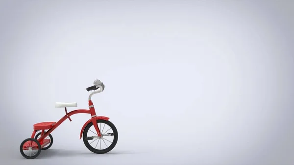 Vintage Tricycle Rouge Fond Blanc — Photo