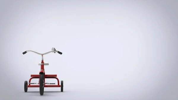 Rotes Dreirad Vorderseite Weißer Hintergrund — Stockfoto