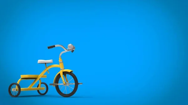 Винтажный Желтый Красивый Трехколесный Велосипед Синий Фон — стоковое фото