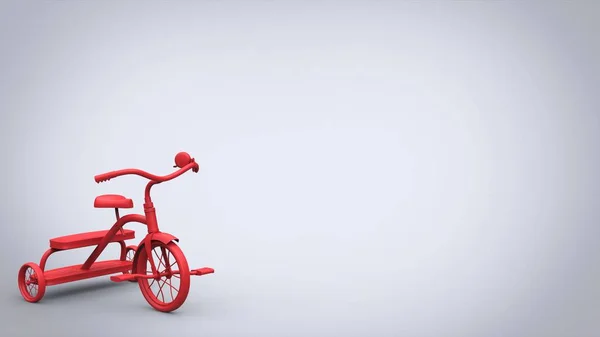 Vackra Röda Leksak Trehjuling Ljus Bakgrund — Stockfoto