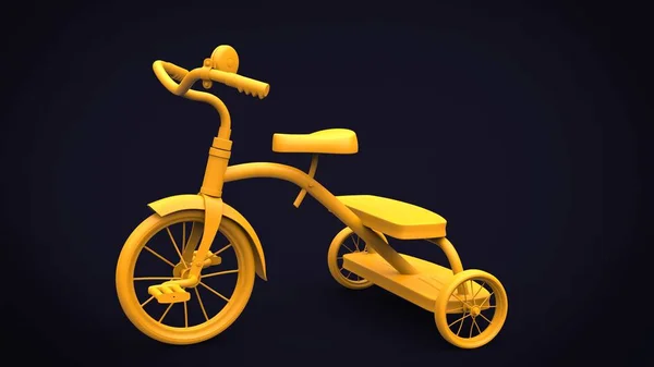 Trójkołowy Vintage Zabawka Żółty — Zdjęcie stockowe