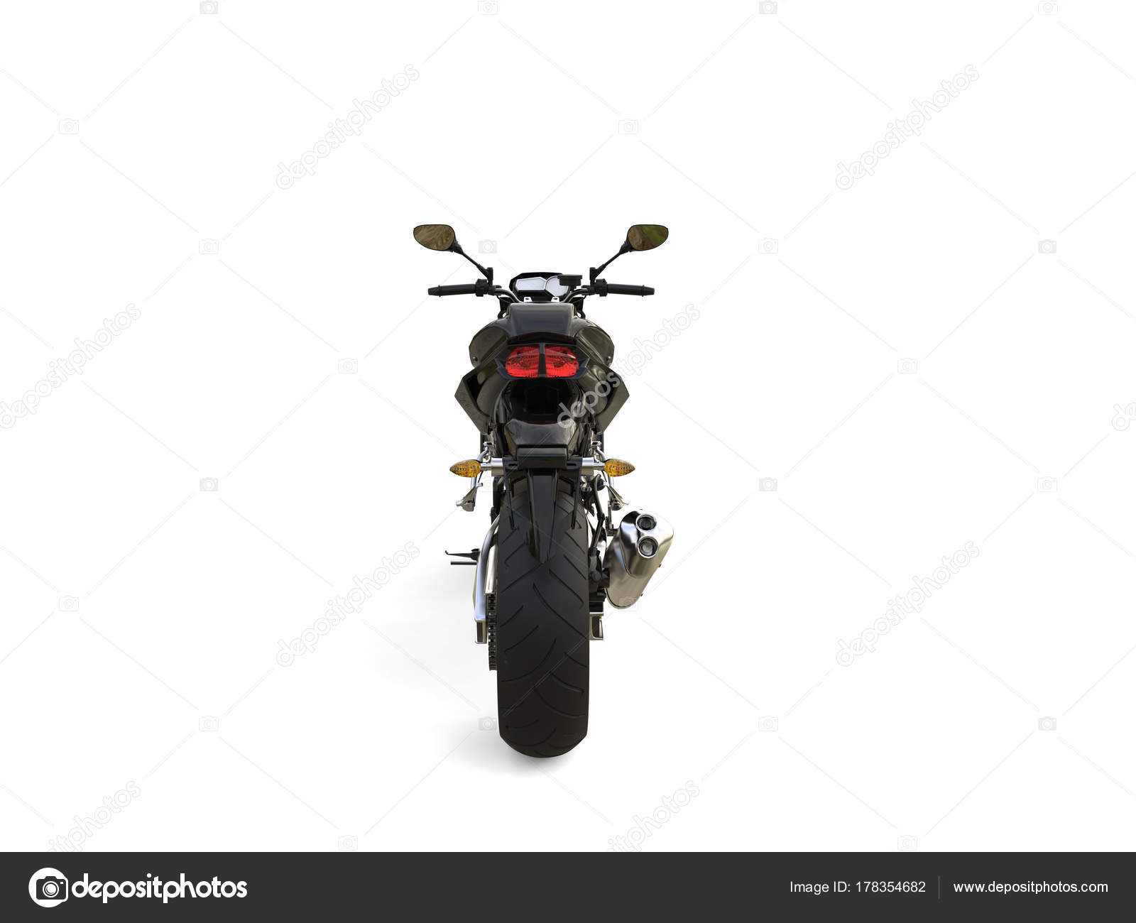 Black Modern Sports Motorcycle Back View Stock Photo by ©Trimitrius 178354682