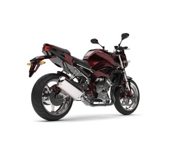 Güzel metalik koyu kırmızı modern spor motosiklet - kuyruk görünümü