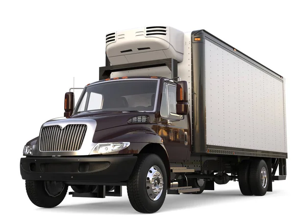 Dark Brown Refrigerator Cargo Truck — Stock Photo, Image