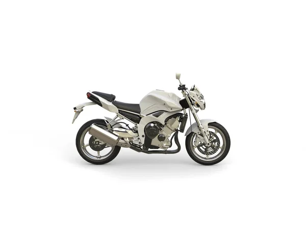 Moto Esportivo Moderno Branco Brilhante Vista Lateral — Fotografia de Stock