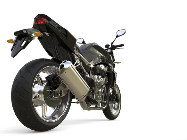 Pitch Чорний Сучасний Спортивний Мотоцикл Заднє Колесо Крупним Планом — стокове фото