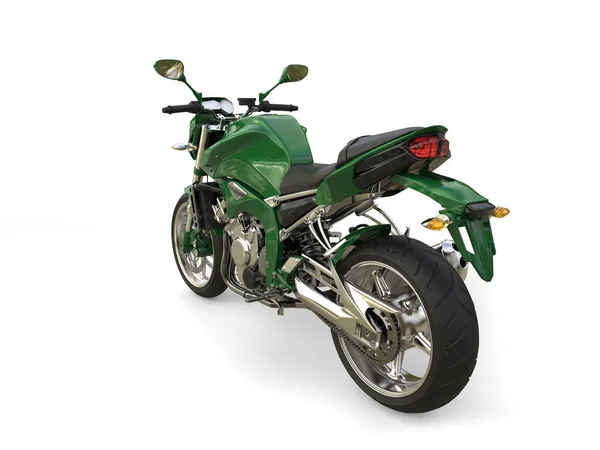 Гоночний Зелений Сучасний Мотоцикл Вид Ззаду — стокове фото