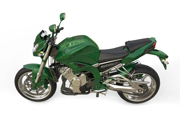 Racing Green Modern Motorcycle Top Side View — Stock Photo, Image