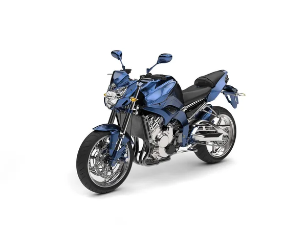 Tolles Modernes Motorrad Metallic Blau Studioaufnahme — Stockfoto