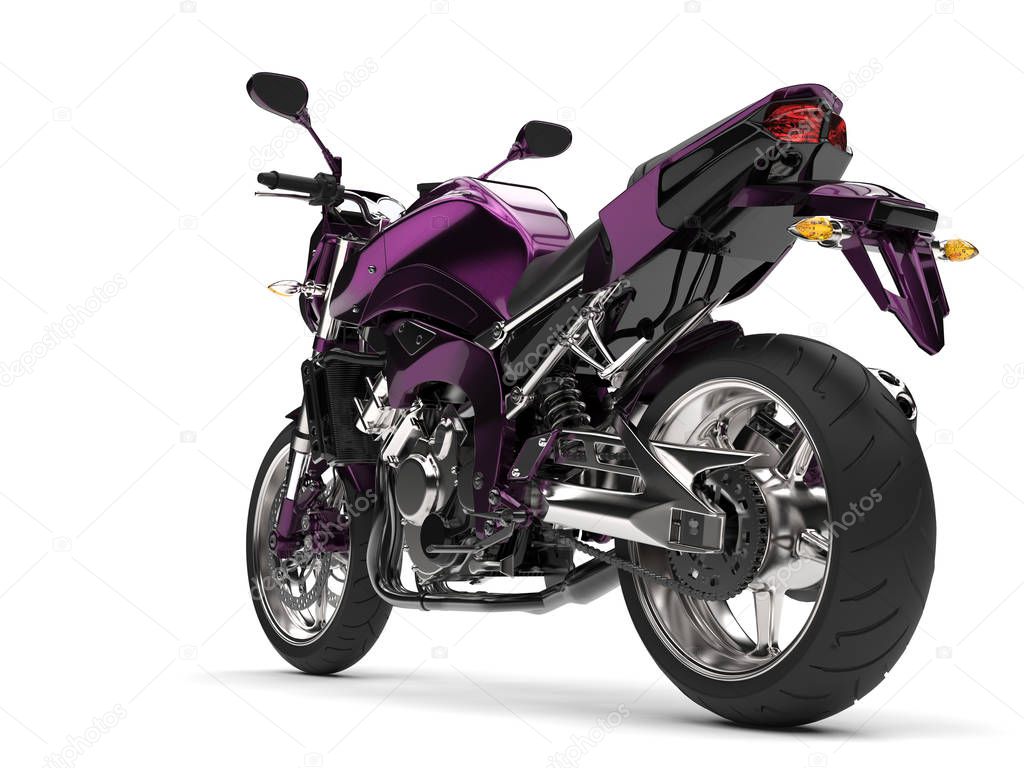 Beautiful metallic deep purple modern sports motorcycle