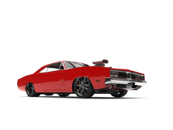 Crimson Red Amerikaanse Vintage Muscle Car Schoonheid Shot — Stockfoto