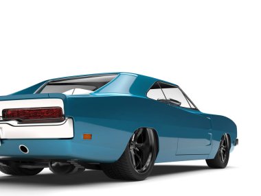 Bondi mavi eski model Amerikan kas araba - stop lambası ateş kes.