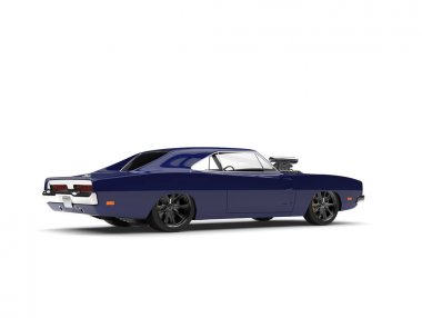 Derin mavi eski model Amerikan kas araba - arka yan görünüm