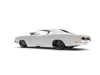 Güzel beyaz eski model Amerikan kas araba - kuyruk görünümü