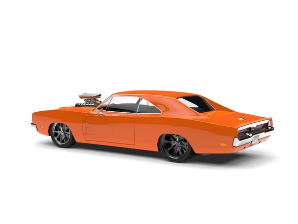 Vintage Oranje Amerikaanse Muscle Car Achterste Zijaanzicht — Stockfoto