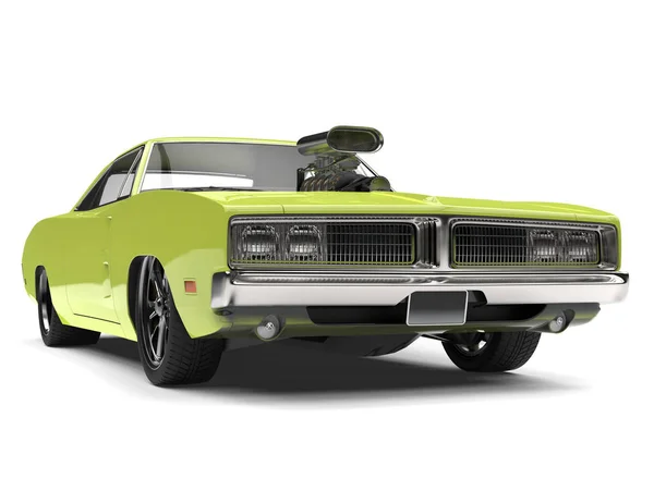 Ασβέστη Πράσινο Vintage Αμερικανικό Αυτοκίνητο Μυών Closeup Πυροβόλησε — Φωτογραφία Αρχείου