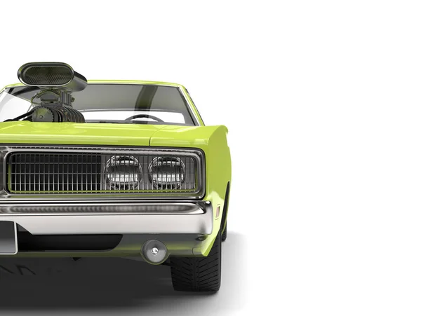 Lime Zöld Szüreti Amerikai Muscle Car Extrém Vértes Vágott Lövés — Stock Fotó