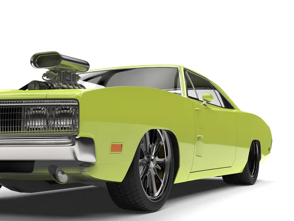 Lime Verde Vintage Muscle Car Americana Primo Piano Ruota Anteriore — Foto Stock