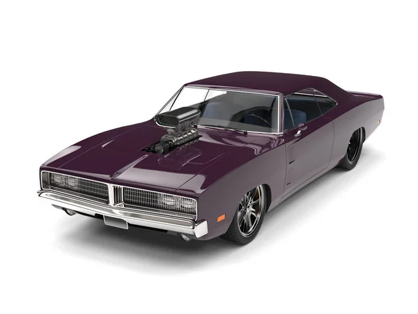 Dark Purple Vintage American Vintage Muscle Car Tiro Ángulo Alto — Foto de Stock