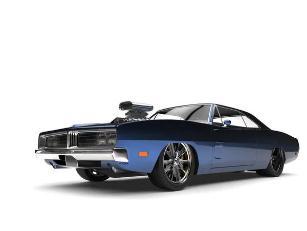 Donker Blauw Metallic Vintage Amerikaanse Muscle Car — Stockfoto