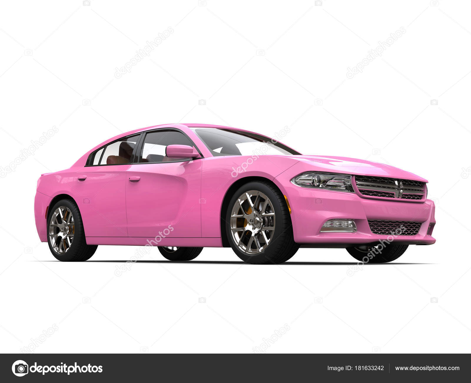 Hot Pink Modern Super Sports Car - Low Angle Shot Stock Photo