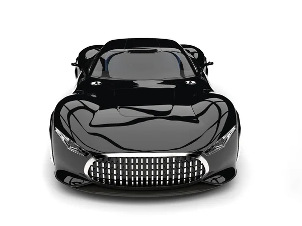 Midnight Jet Black Modern Super Sports Car Вид Сверху Вниз — стоковое фото