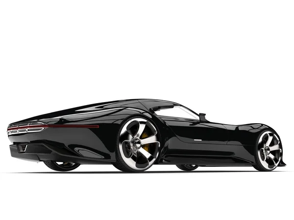 Jet Siyah Modern Süper Spor Otomobil Yan Arkadan Görünüm — Stok fotoğraf