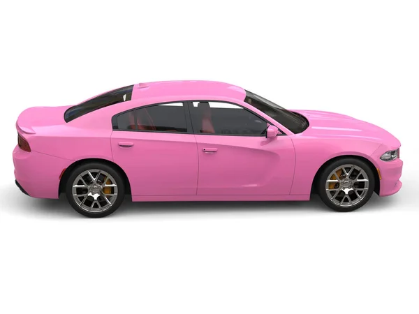 Pretty Pink Modern Fast City Car Side View — Stock Photo, Image